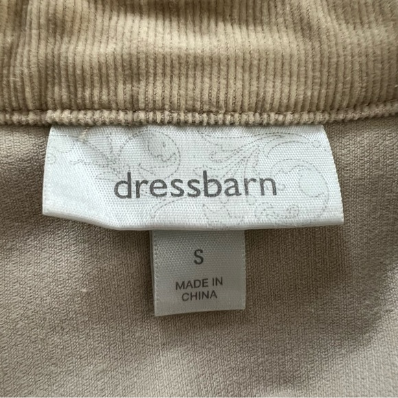 Dress Barn tan corduroy jacket button front ruffle collar hem cuffs Sz S - Picture 4 of 10